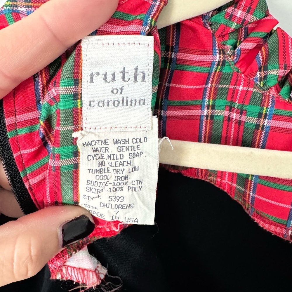 Ruth Of Carolina Velvet Christmas Plaid Bubble Dress Girls Size 7 - Picture 5 of 5
